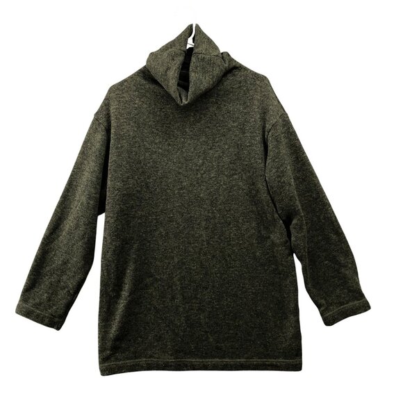 Uniqlo Fleece Turtleneck Tunic Pullover Womens S Green Heather Sweater Oversized - Picture 1 of 8